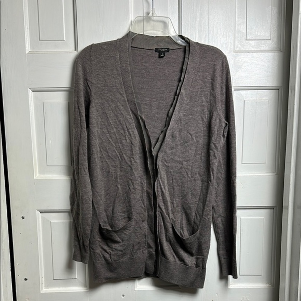 Ann Taylor Womens Small Gray Merino Wool Blend Long Cardigan